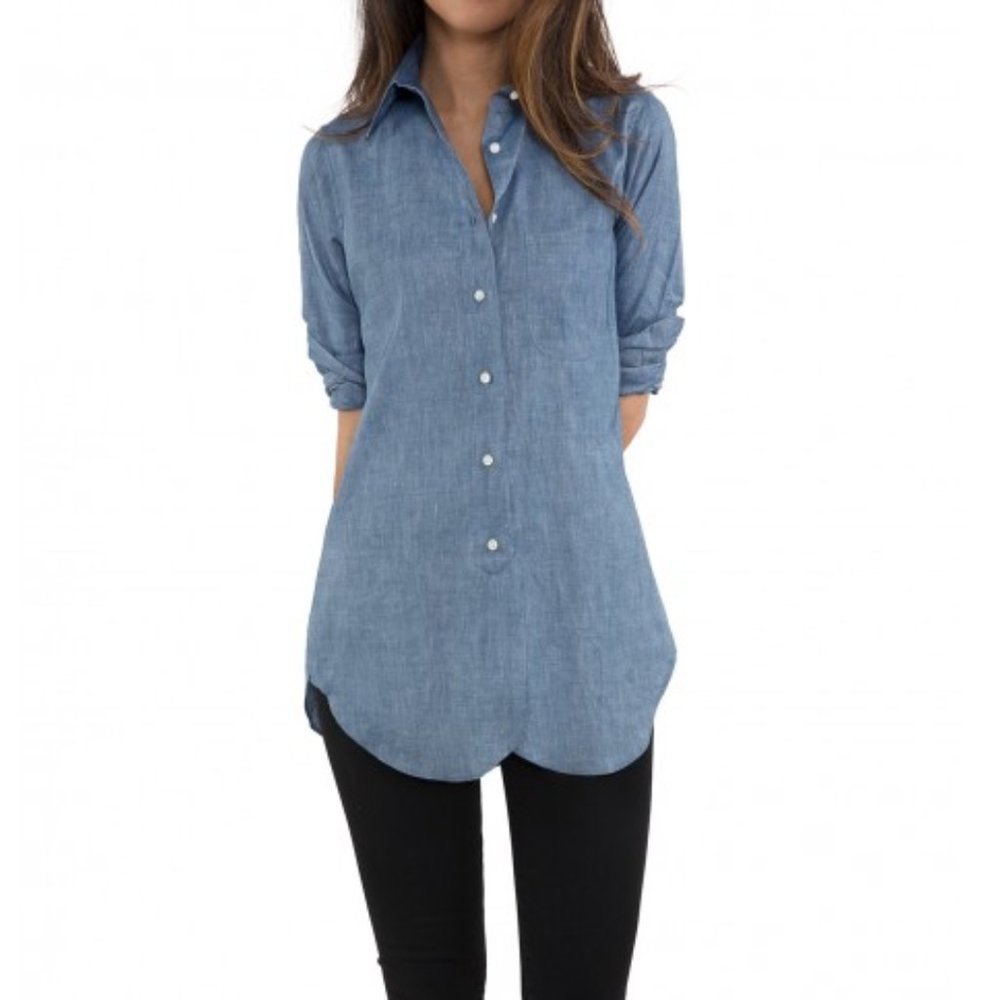 Ann Mashburn Boyfriend Chambray Shirt Sz XL